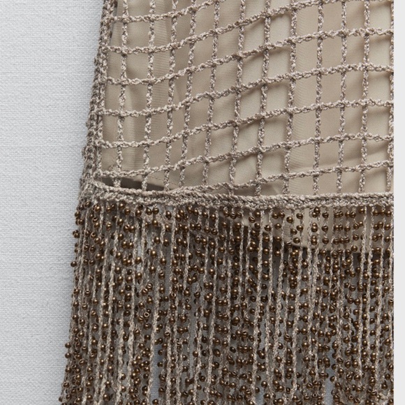 Zara Beige Crochet Mini Dress - Picture 5 of 5